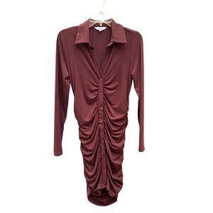 BB Dakota‎ Steve Madden Brownish Ruched Mini Dress Long Sleeve - Size M